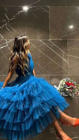 Robe de soirée en tulle coupe trapèze modeste Y4004