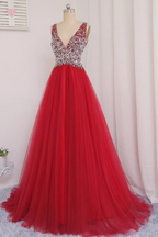 Vestido de fiesta con escote en V, falda de tul, vestido de noche, vestido de graduación, vestido formal, vestidos para baile de graduación, vestido para ocasiones especiales Y792