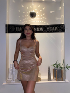 Robe de soirée courte à paillettes Y4425