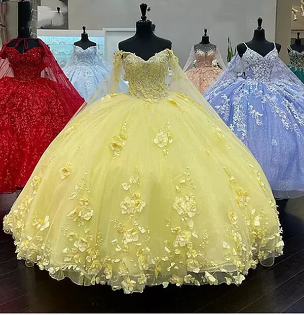 Vestido rosa para quinceañera, vestido de gala rosa con flores 3D, vestido de princesa rosa Y2337