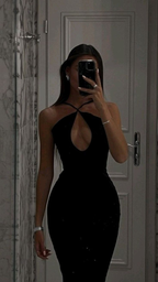 Robe de soirée sirène noire sexy Y5168