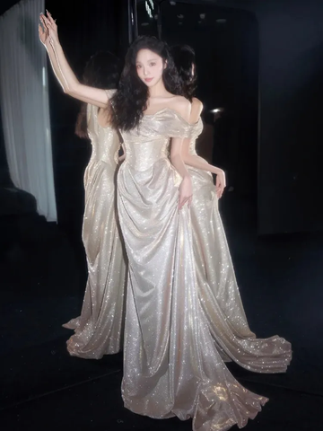 Shiny Off The Shoulder Mermaid Prom Dress Long Evening Dress Y8185