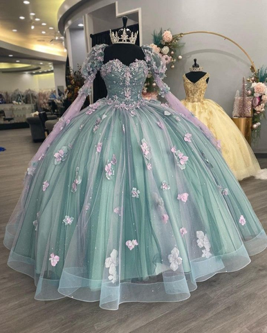 Vestido de quinceañera estilo princesa con escote corazón, vestido de fiesta con cuentas y flores 3D, modelo Y2982