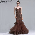 On Sale no return no refundSale Real Photo Long Elegant Evening Dress 2025 Sexy Strapless Beading Mermaid Evening Party Dress New Style LA6102