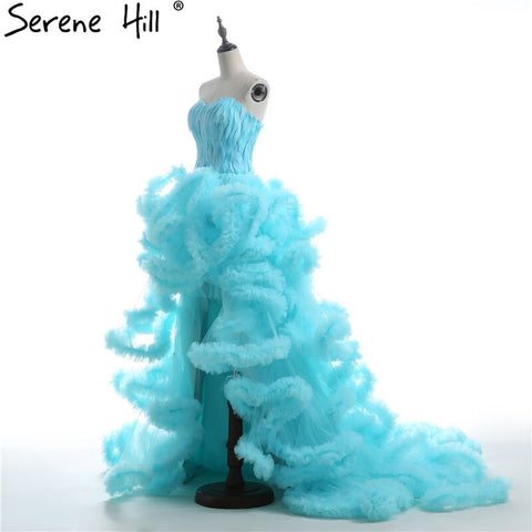 Real Picture Cloud long Train Luxury Feather  High and Low Wedding Dresses Fluffy  Wedding Dress 2025  Bridal Gowns HA2032