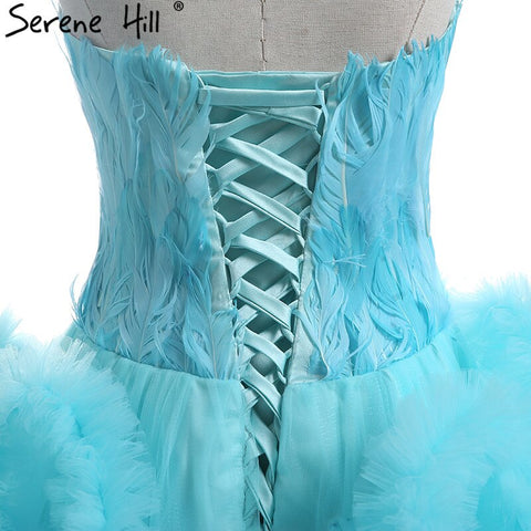 Real Picture Cloud long Train Luxury Feather  High and Low Wedding Dresses Fluffy  Wedding Dress 2025  Bridal Gowns HA2032