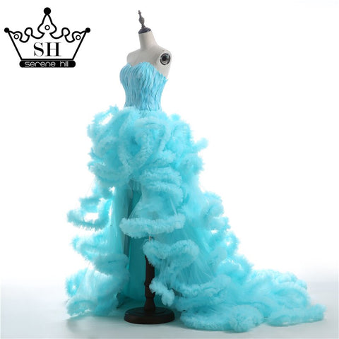 Real Picture Cloud long Train Luxury Feather  High and Low Wedding Dresses Fluffy  Wedding Dress 2025  Bridal Gowns HA2032