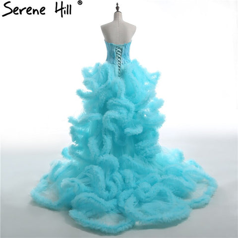 Real Picture Cloud long Train Luxury Feather  High and Low Wedding Dresses Fluffy  Wedding Dress 2025  Bridal Gowns HA2032