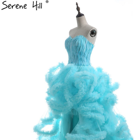 Real Picture Cloud long Train Luxury Feather  High and Low Wedding Dresses Fluffy  Wedding Dress 2025  Bridal Gowns HA2032