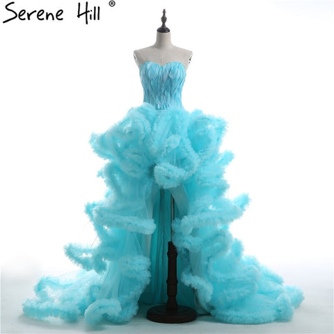 Real Picture Cloud long Train Luxury Feather  High and Low Wedding Dresses Fluffy  Wedding Dress 2025  Bridal Gowns HA2032