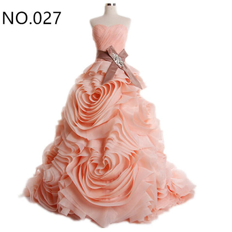 Real photo 2025  Brand Design Robe De Mariage Bridal  Wedding Dress Ruffles Beading Crystal  Burgundy Wedding Dress HM6681