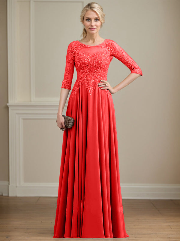 Vestido de novia de corte A, escote redondo, ilusión, largo hasta el suelo, de encaje y gasa con lentejuelas. 