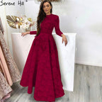 Red Asymmetrical Luxury Lace Evening Dresses 2025 Sleeveless Sexy Beading Cryastal Formal Dress LA70227