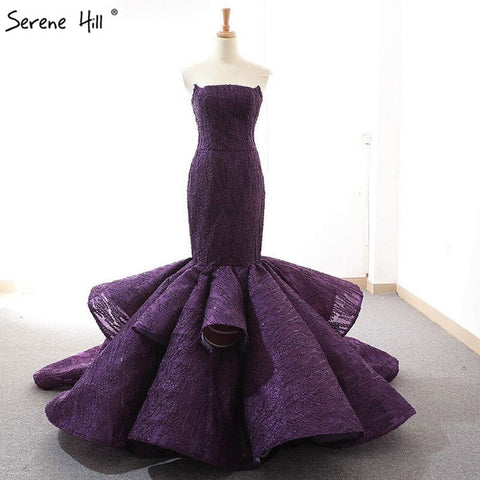 Robe de mariée sirène sexy à épaules dénudées, rouge, à volants, à la mode, photo réelle, HM66614, 2025 