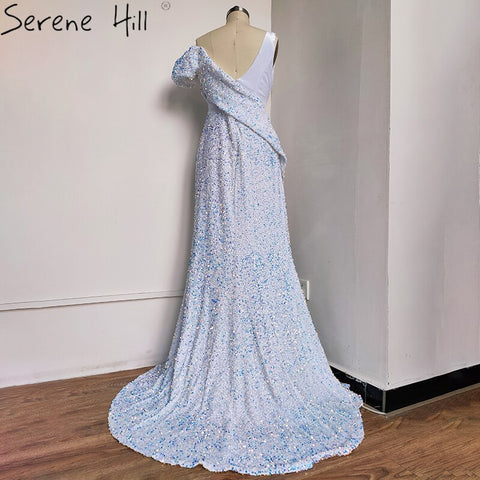 Sale Red One Shoulder Luxury Dubai Evening Dresses Long 2025 Sleeveless Sexy Beaded Sequins Formal Dress LA70416