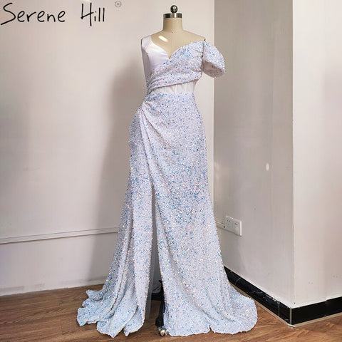 Sale Red One Shoulder Luxury Dubai Evening Dresses Long 2025 Sleeveless Sexy Beaded Sequins Formal Dress LA70416