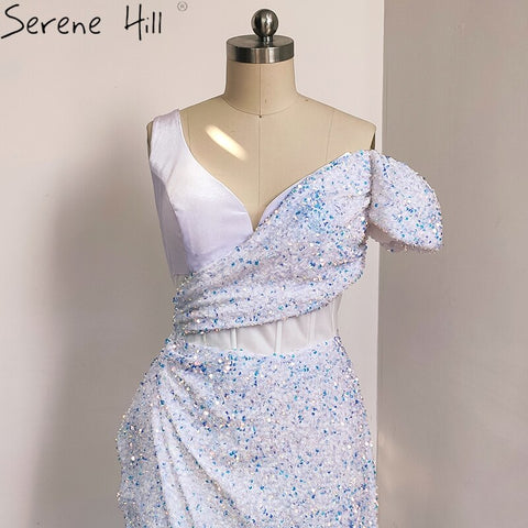 Sale Red One Shoulder Luxury Dubai Evening Dresses Long 2025 Sleeveless Sexy Beaded Sequins Formal Dress LA70416