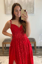 Tulle A-line Sweetheart Prom Dresses With Lace Appliques, Party Dress