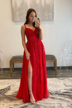 Tulle A-line Sweetheart Prom Dresses With Lace Appliques, Party Dress