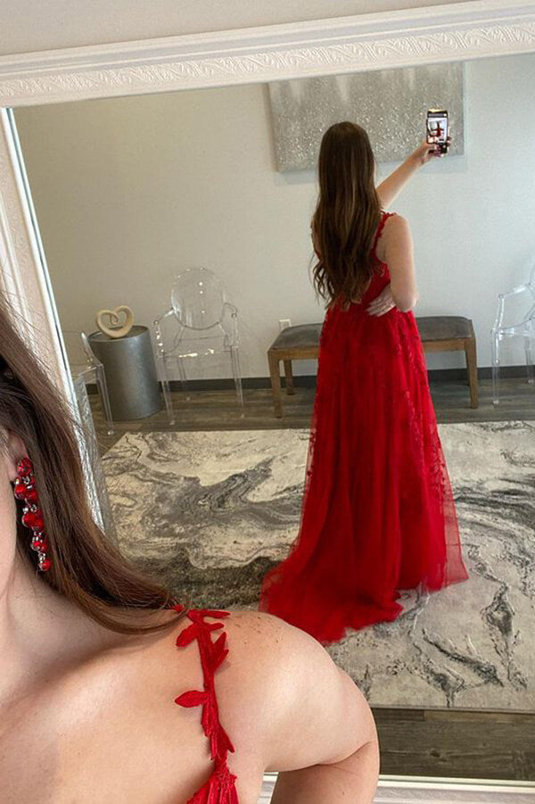 Tulle A-line Sweetheart Prom Dresses With Lace Appliques, Party Dress