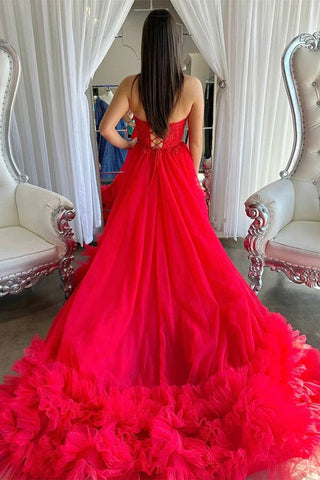 Tulle A-line Sweetheart Prom Dresses With Ruffles, Party Dresses