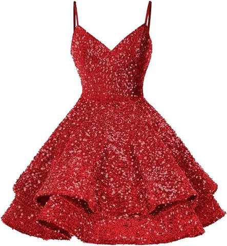 Vestidos de lentejuelas para adolescentes para el baile de bienvenida. Vestidos cortos brillantes para graduación SYH87 
