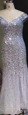 Rose Gold Dubai Luxury Off Shoulder Evening Dresses Sequined Sexy Sparkle Mermaid Formal Dress 2025 LA6232