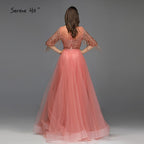 Rose Gold O-Neck Sequined Evening Dresses 2025 A-Line Latest Design Sexy Sparkle Formal Dress LA60976