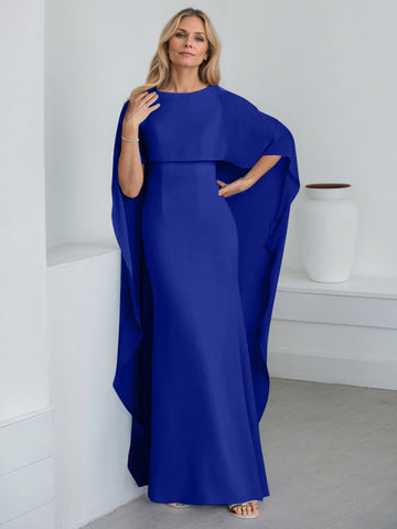 Sheath Scoop Floor-Length Chiffon Mother of the Bride Dress With Cascading Ruffles