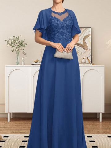 Vestido de novia de corte A, escote redondo, ilusión, largo hasta el suelo, de encaje y gasa con lentejuelas.