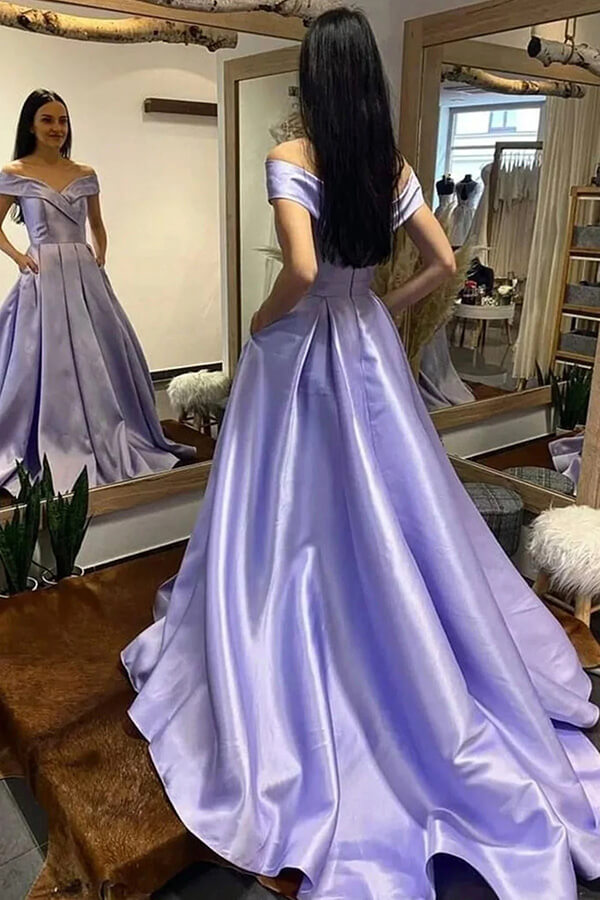 Vestidos de fiesta corte A con hombros descubiertos, vestidos de noche con cola