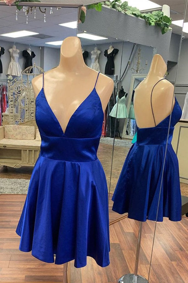Vestidos de fiesta de bienvenida de satén sin espalda, vestidos cortos de graduación