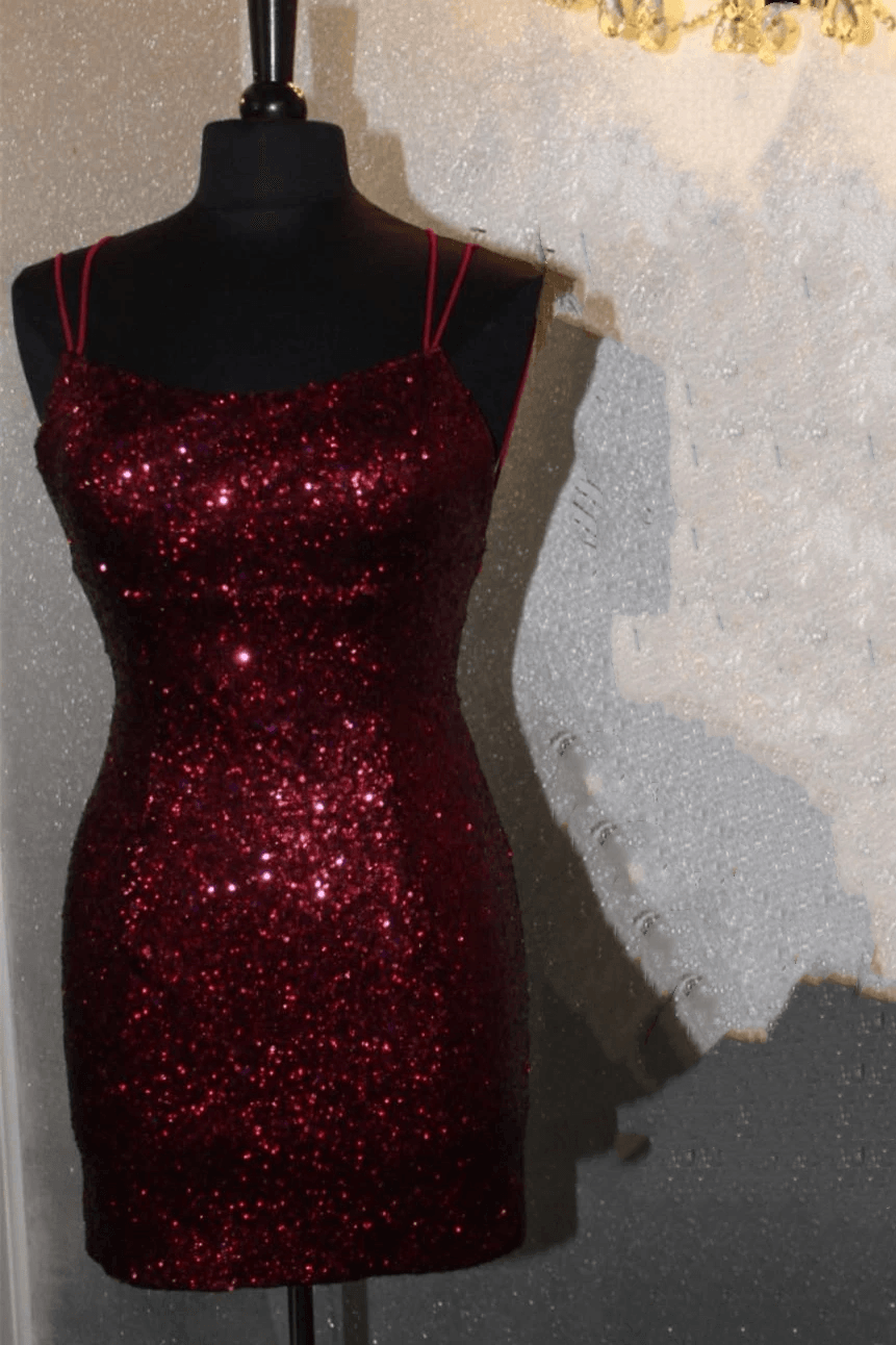 Robe de bal courte moulante à sequins bleu roi PD459