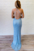 Robe de bal longue sirène à sequins bleu roi SYP86