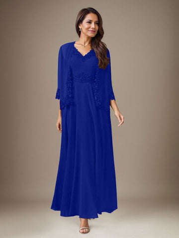 Plum A-Line Sequins Chiffon Dress