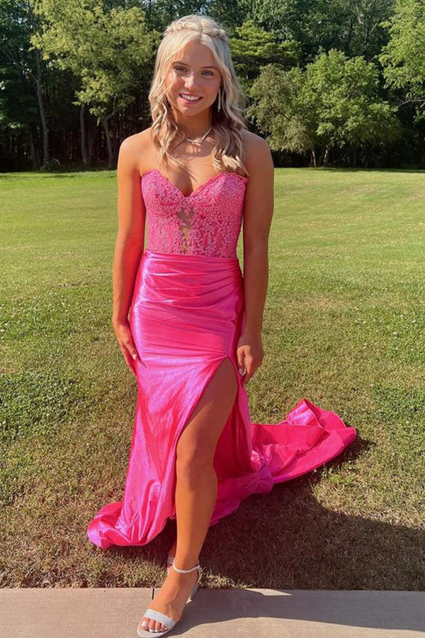 Vestidos de noche de sirena sin tirantes azul real para graduación