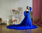 Vestido de tul azul real para sesión de fotos