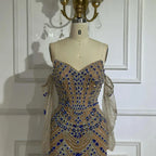 Luxury Blue Beaded Evening  Dress Gowns Beaded For Formal Occasion LA72858