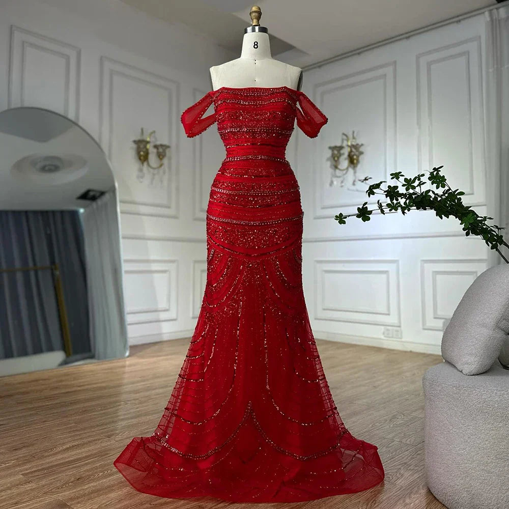 Vestido de noche de sirena rosa árabe con cuentas y sobrefalda de satén desmontable para ocasiones formales LA72781 