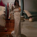 Luxury Beaded Nude Two Pieces Evening Dress LA72462