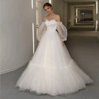 Apliques Vestido De Noiva Sexy espalda descubierta una línea Vestidos De Novia manga obispo Vestidos De Novia bata De encaje De Mariée