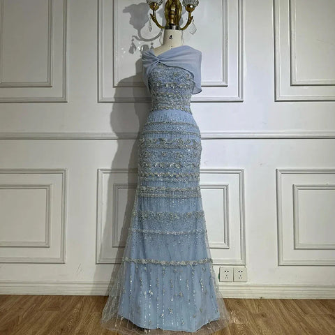 Luxury Dubai Evening Dress with Cape Long Party Gowns LA72126B