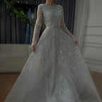 Muslim Nude A Line Evening Luxury Dubai Dresses Gowns Beaded 2025 For Woman Wedding Party LA71596A