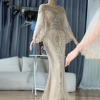 Vestidos de noche largos de sirena elegantes con cuentas doradas árabes para ocasiones formales LA72749 