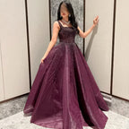 Purple Luxury Square Evening Dress Gown Party LA72857