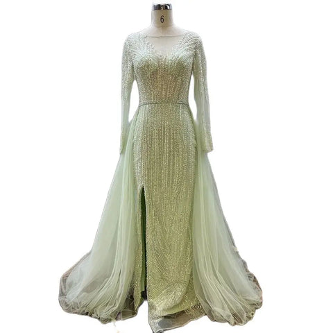 Robe de soirée sirène rose arabe avec jupe, robe de luxe perlée, pour mariage, 2025, LA72584 