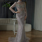 Vestido de noche largo de sirena rosa elegante con cuentas, estilo saudí, para ocasiones formales LA72754 (2025) 