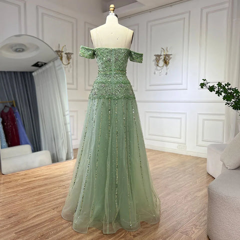 Robe de soirée luxueuse à épaules dénudées et perles couleur caramel, coupe trapèze, pour une occasion formelle, Saudi LA72709, 2025 
