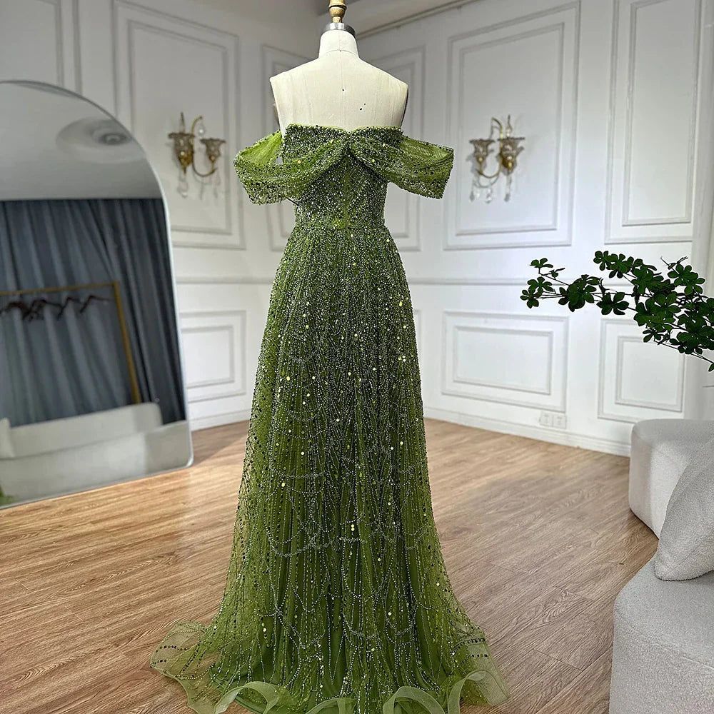 Vestidos de noche corte A con diseño de perlas color nude y cuentas, estilo árabe saudí, para ocasiones formales LA72738 