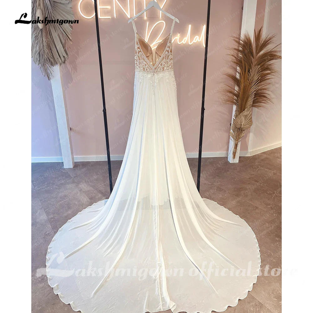 Baoleely Off White Luxurious Bridal Bohemian Wedding Dress Lace Beads Summer 2025 Sukienka A Line Chiffon Beach Bridal Gowns